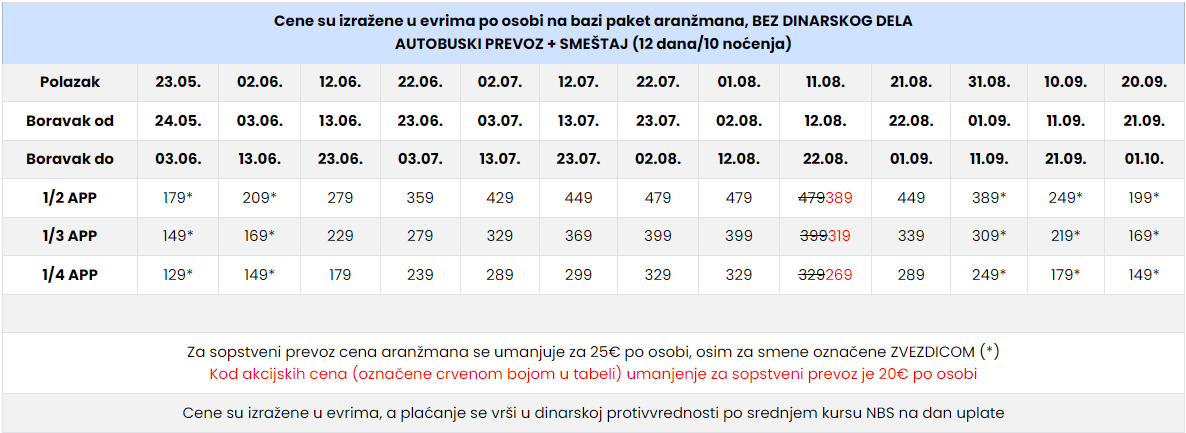 Cenovnik Nei Pori leto 2024 Clock luxury